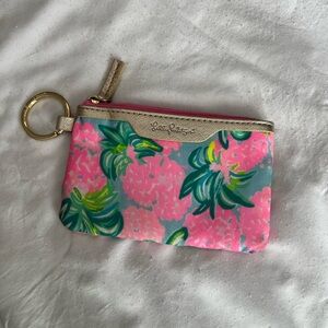 Lilly Pulitzer Pink and Green Floral Pouch